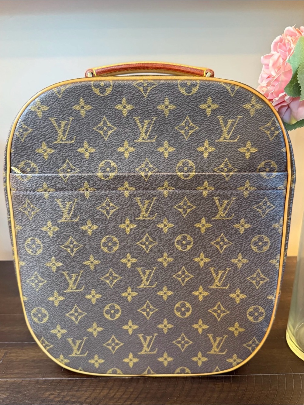 Louis Vuitton Monogram Canvas Travel Case in Brown and Gold Trim